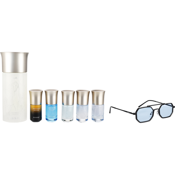 Assaf Variety by Assaf, Aura 35 Collection With Aura Pegasus Eau De Parfum Spray 5 oz And Arrogate Blue & Arrogate Bukhur & Arrogate Comete & Dangerous Arrogate & Uomo Arrogate 5x Eau De Parfum Spray 0.33 oz Minis & Sunglasses, image 2 of 2