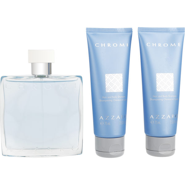 Chrome by Azzaro, Eau De Toilette Spray 3.4 oz & Hair & Body Shampoo 2.5 oz X 2, image 2 of 2