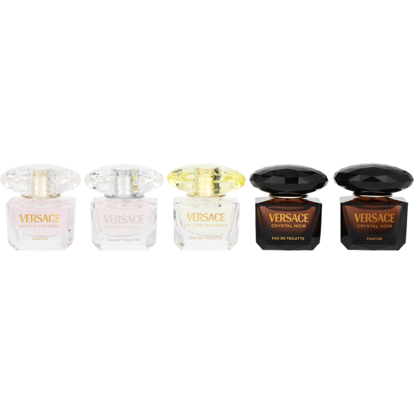 Versace Variety by Gianni Versace, 5 Piece Womens Collection With Bright Crytal Eau De Toilette & Bright Crystal Parfum & Crystal Noir Eau De Toilette & Crystal Noir Parfum $ Yellow Diamond Eau De Toilette And All Are 0.17 oz Spray Minis, image 2 of 2
