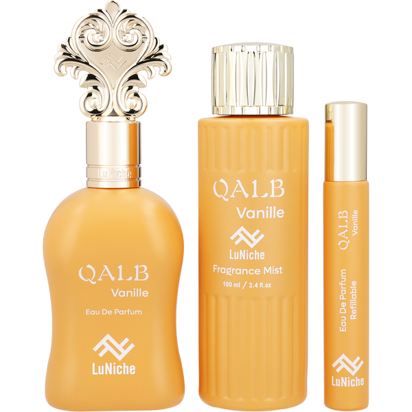 Luniche Qalb Vanille by Luniche, Eau De Parfum Spray 3.4 oz & Fragrance Mist 3.4 oz & Eau De Parfum Spray 0.34 oz Mini, image 2 of 2