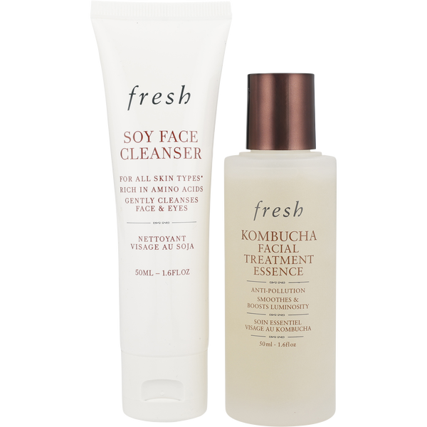 Fresh by Fresh, Fresh Essential Set: Soya Face Cleanser 1.6oz + Kombucha Facial Treatment Essence 1.6oz --2pcs