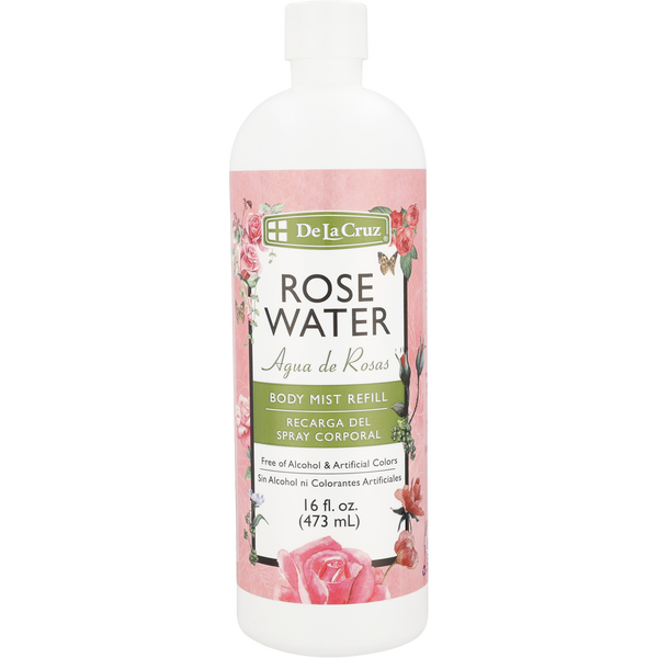 De La Cruz Rose Water by De La Cruz, Body Mist Refill 16 oz