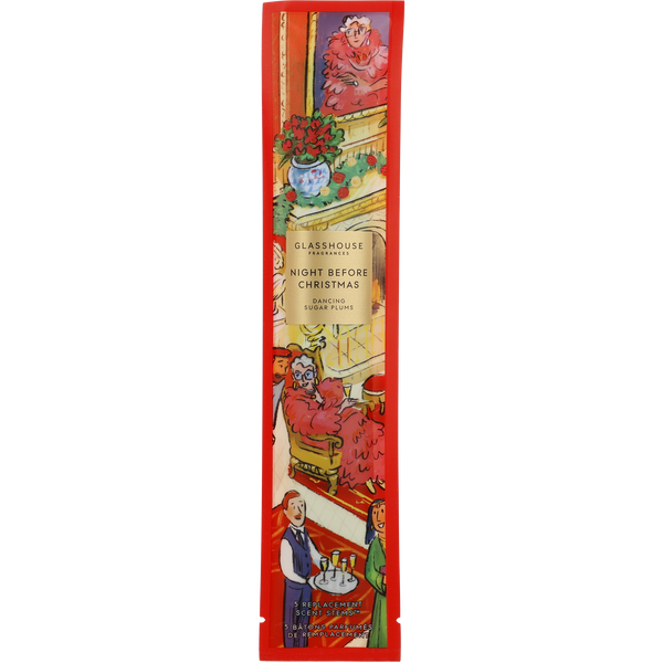 Glasshouse Night Before Christmas by Glasshouse, Replacement Scent Stems (5 Count) (Christmas 2026 Version)