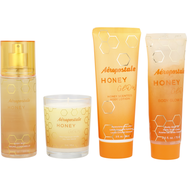 Aeropostale Honey Glow by Aeropostale, Set-Body Mist 3.4 oz & Body Lotion 3 oz & Body Glow Oil 2.5 oz & Candle 3 oz, image 2 of 2