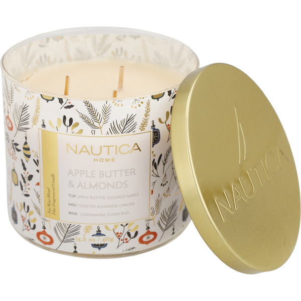 Nautica Apple Butter & Almonds by Nautica, Soy Wax Blend Candle 14.5 oz