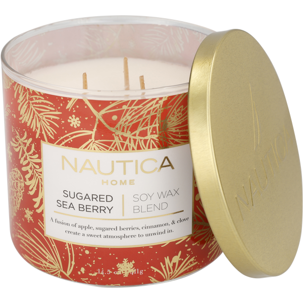 Nautica Sugared Sea Berry by Nautica, Soy Wax Blend Candle 14.5 oz