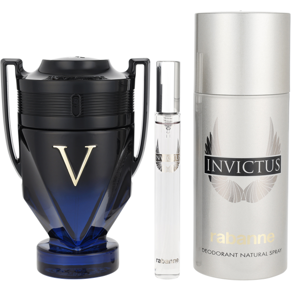 Invictus Victory Elixir by Paco Rabanne, Parfum Intense Spray 3.4 oz & Invictus Deodorant Spray 5.1 oz & Invictus Eau De Toilette Spray 0.34 oz Mini, image 2 of 2