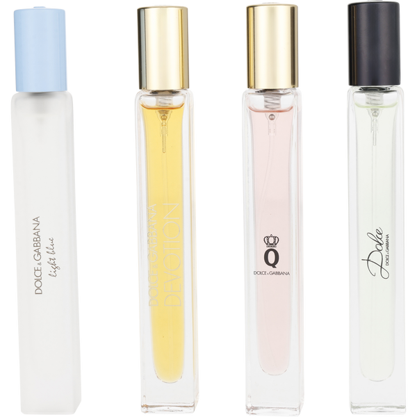 Dolce & Gabbana Variety by Dolce & Gabbana, 4 Piece Womens Mini Variety With Light Blue Eau De Toilette & Devotion Eau De Parfum & Q Eau De Parfum & Dolce Eau De Parfum And All Are Spray 0.33 oz Minis, image 2 of 2