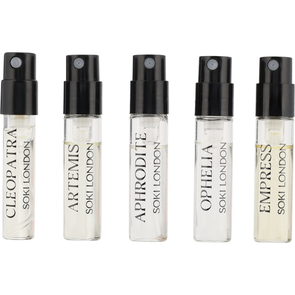 Soki London Variety by Soki London, Sample Set With Aphrodite & Artemis & Cleopatra & Ophelia & Empress And All Are Eau De Parfum Spray Vials & Bag, image 2 of 2
