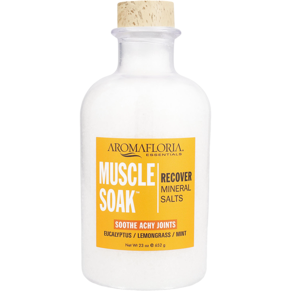 Muscle Soak by Aromafloria, Ocean Mineral Bath Salts Eucalyptus, Peppermint, And Lemongrass 23 oz