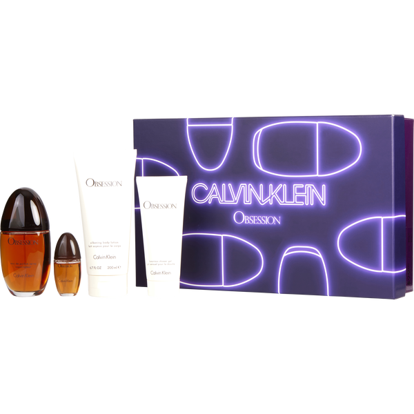 Obsession by Calvin Klein, Eau De Parfum Spray 3.4 oz & Body Lotion 6.7 oz & Shower Gel 3.4 oz & Eau De Parfum Spray 0.5 oz Mini, image 1 of 2