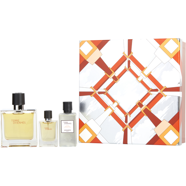 Terre d'Hermes by Hermes, Parfum Spray 2.5 oz & Aftershave Lotion 1.35 oz & Parfum Spray 0.42 oz Mini