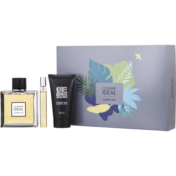 Guerlain L'Homme Ideal by Guerlain, Eau De Toilette Spray 3.3 oz & Shower Gel 2.5 oz & Eau De Toilette Spray 0.33 oz Mini