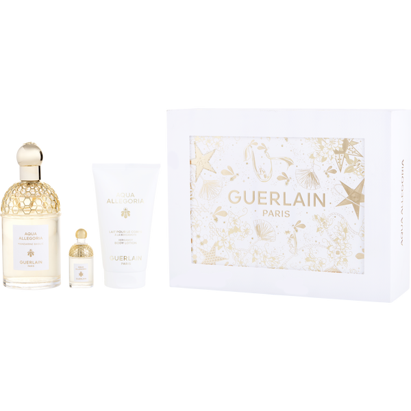 Aqua Allegoria Mandarine Basilic by Guerlain, Eau De Toilette Spray 4.2 oz & Body Lotion 2.5 oz & Eau De Toilette 0.25 oz Mini