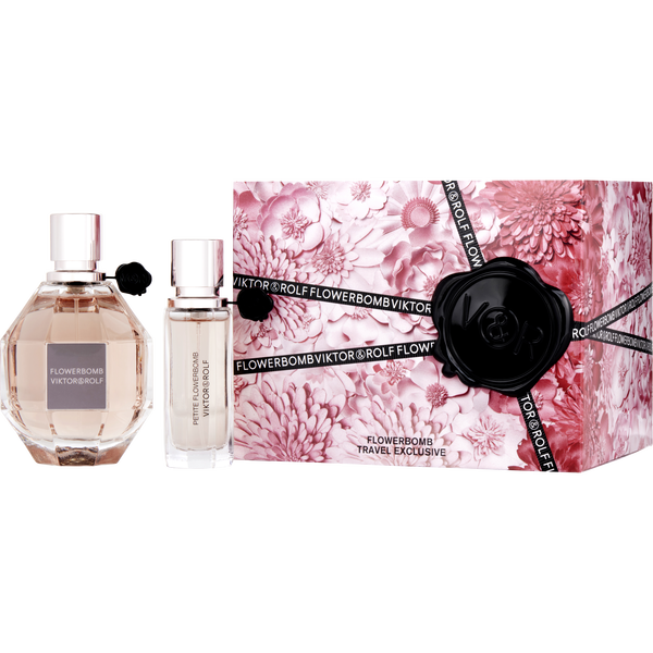 Flowerbomb by Viktor & Rolf, Eau De Parfum Spray 3.4 oz & Eau De Parfum Spray 0.68 oz (Travel Set)
