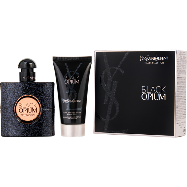 Black Opium by Yves Saint Laurent, Eau De Parfum Spray 1.6 oz & Shimmering Body Lotion 1.7 oz (Travel Offer)