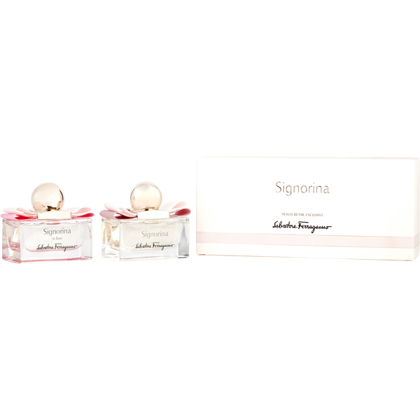 Salvatore Ferragamo Variety by Salvatore Ferragamo, 2 Piece Womens Mini Variety With Signorina Eau De Parfum & Signorina In Fiore Eau De Toilette And Both Are Spray 1 oz