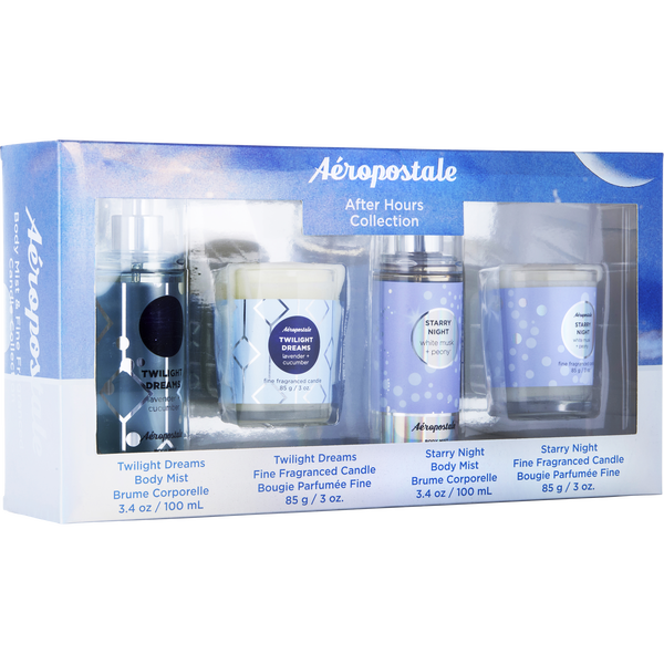 Aeropostale Variety by Aeropostale, After Hours Collection With Twilight Dreams Body Mist 3.4 oz & Twilight Dreams Candle 3 oz & Starry Night Body Mist 3.4 oz & Starry Night Candle 3 oz