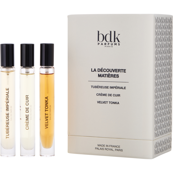 Bdk Parfums Variety by Bdk Parfums, 3 Piece Mini Variety With Tubereuse Imperiale & Creme De Cuir & Velvet Tonka And All Are Eau De Parfum 10ml/0.33oz
