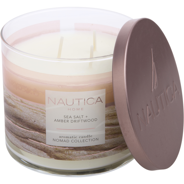 Nautica Amber Driftwood & Sea Salt by Nautica, Scented Candle 14.5 oz