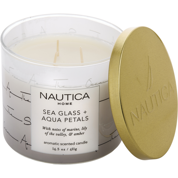Nautica Aqua Petals & Sea Glass by Nautica, Scented Candle 14.5 oz