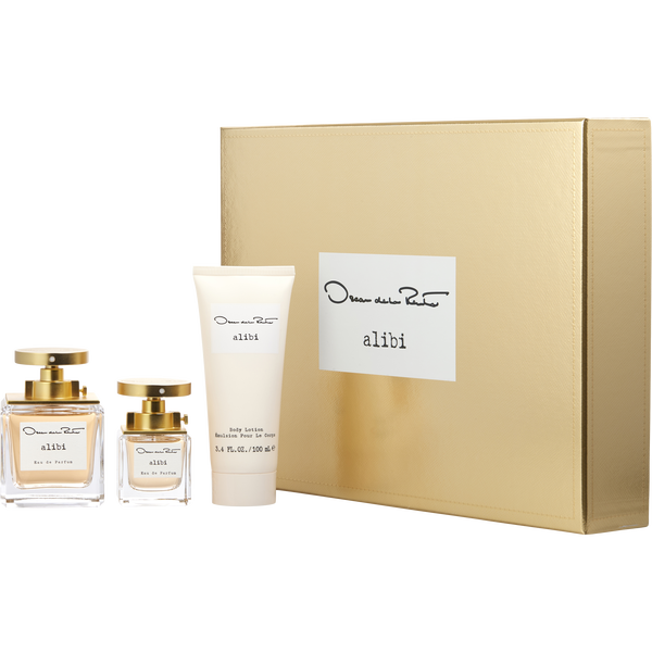 Oscar De La Renta Alibi by Oscar De La Renta, Eau De Parfum Spray 3.4 oz & Body Lotion 3.4 oz & Eau De Parfum Spray 1 oz