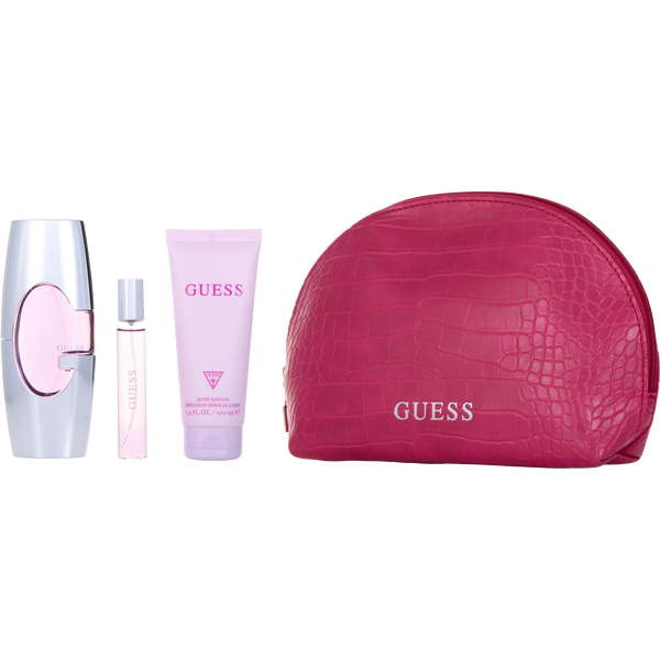 Guess New by Guess, Eau De Parfum Spray 2.5 oz & Body Lotion 3.4 oz & Eau De Parfum Spray 0.5 oz + Bag