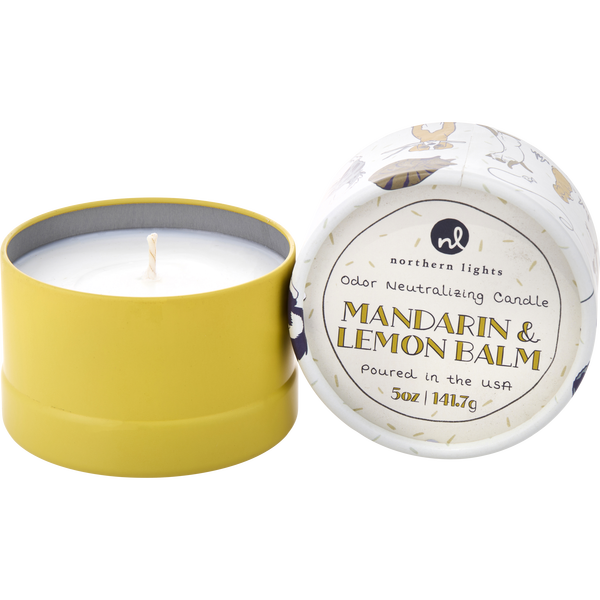 Paws On Mandarin & Lemon Balm by Northern Lights, Odor Neutralizing Candle 5 oz