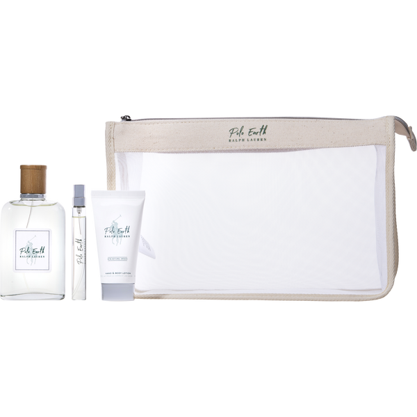 Polo Earth by Ralph Lauren, Eau De Toilette Spray 3.4 oz & Body Lotion 1.7 oz & Eau De Toilette Spray 0.33 oz Mini & Bag