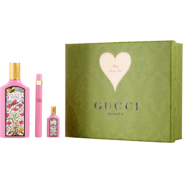 Gucci Flora Gorgeous Gardenia by Gucci, Eau De Parfum Spray 3.3 oz & Eau De Parfum Spray 0.33 oz Mini & Eau De Parfum 0.17 oz Mini