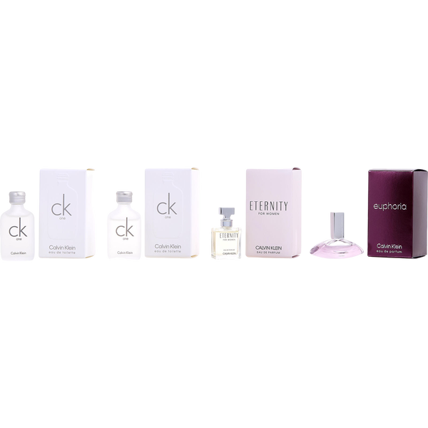 Calvin Klein Variety by Calvin Klein, 4 Piece Womens Mini Variety With Ck One Eau De Toilette 0.33 oz X 2 & Eternity Eau De Parfum 0.17 oz & Euphoria Eau De Parfum 0.13 oz And All Are Minis, image 1 of 2