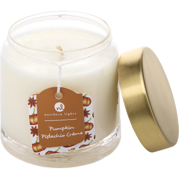 Pumpkin Pistachio Creme by Northern Lights, Scented Soy Glass Candle 10 oz