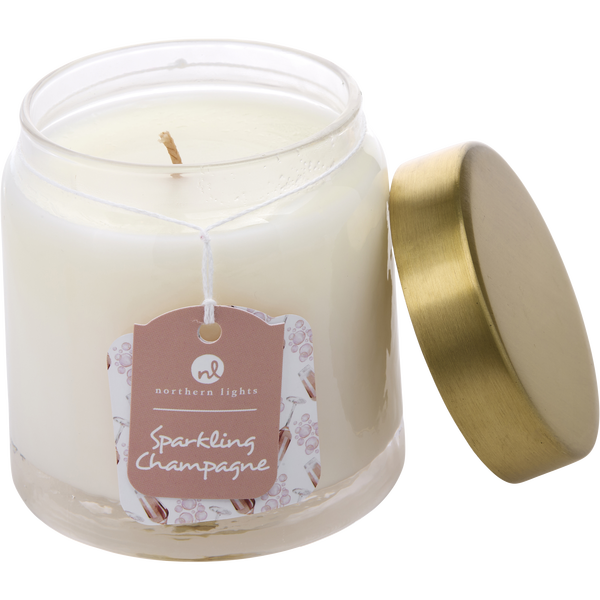 Sparkling Champagne by Northern Lights, Scented Soy Glass Candle 10 oz