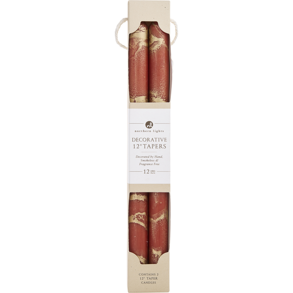 Terra Cotta With Gold by Northern Lights, 12" Decorative Tapers (2 Pack)