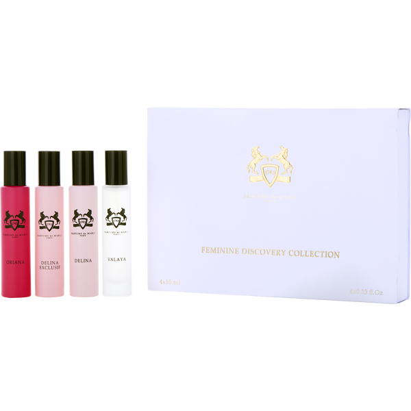 Parfums De Marly Variety by Parfums De Marly, 4 Piece Variety With Delina & Delina Exclusif & Oriana & Valaya And All Are Eau De Parfum Spray 0.33 oz Mini