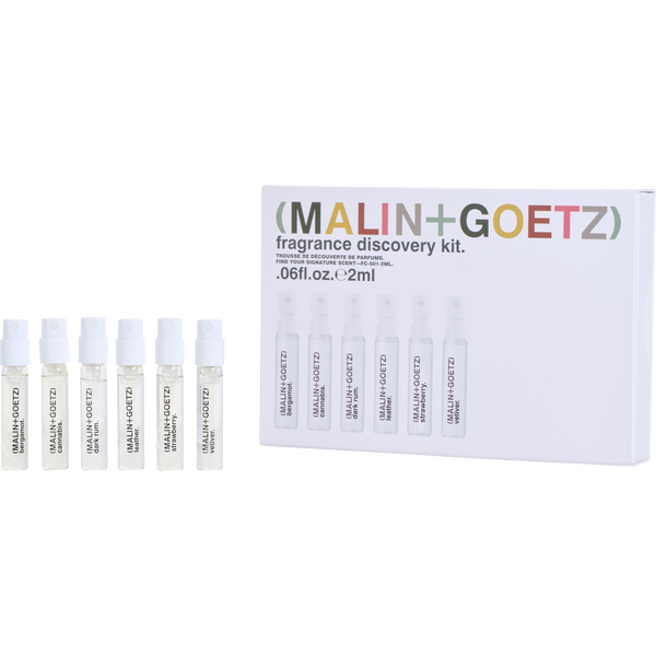 Malin+Goetz Variety by Malin + Goetz, Fragrance Discovery Kit With Bergamot & Cannabis & Dark Rum & Leather & Strawberry & Vetiver And All Are Eau De Parfum Spray 0.06 oz Mini