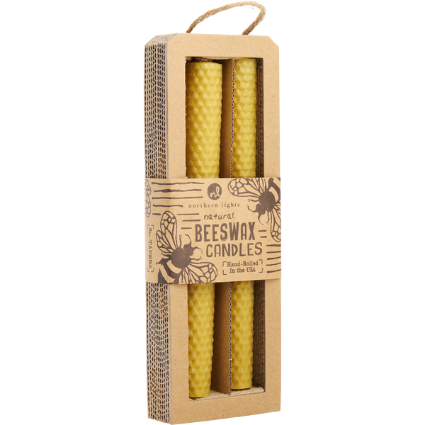 Beeswax Natural by Northern Lights, 8" Taper Candle (2 Pack)