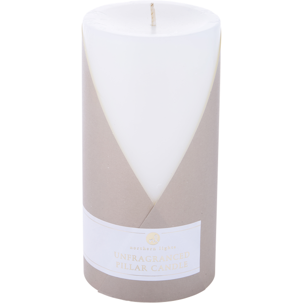 Unfragranced White by Northern Lights, One Pillar Candle. 3x6 Inch - Burns 100 Hours