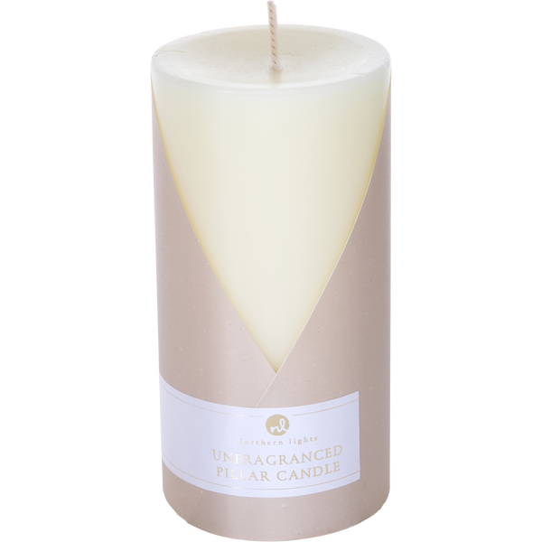 Unfragranced Ivory by Northern Lights, One Pillar Candle. 3x6 Inch - Burns 100 Hours