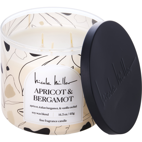 Nicole Miller Apricot & Bergamot by Nicole Miller, Soy Wax Blend Candle 14.5 oz