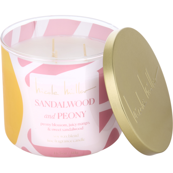Nicole Miller Sandalwood & Peony by Nicole Miller, Soy Wax Blend Candle 14.5 oz