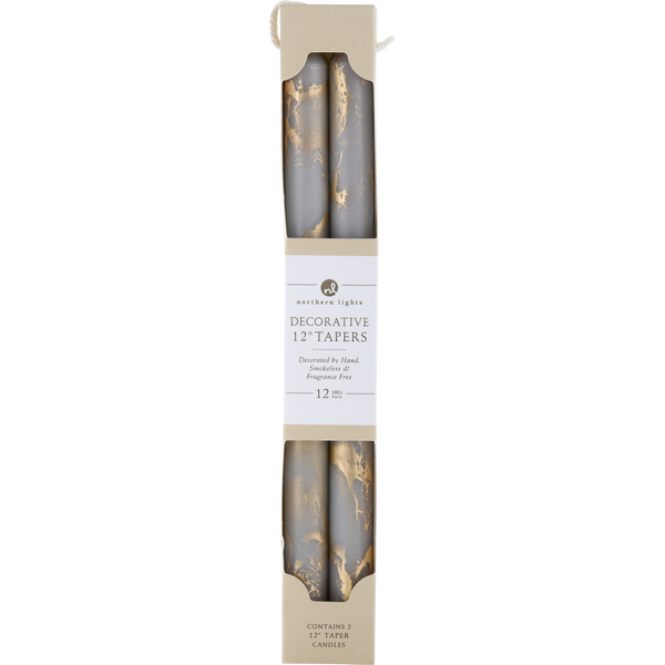 Stone With Gold by Northern Lights, 12" Decorative Tapers (2 Pack)