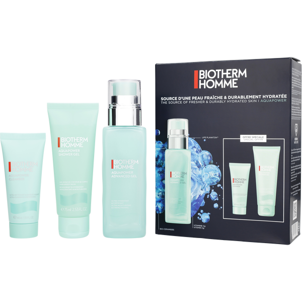 Biotherm by Biotherm, Homme Aquapower Prestige Set: Aquapower Shower Gel 75ml + Aquapower Advanced Gel 75ml + Aquapower Cleanser 40ml --3pcs