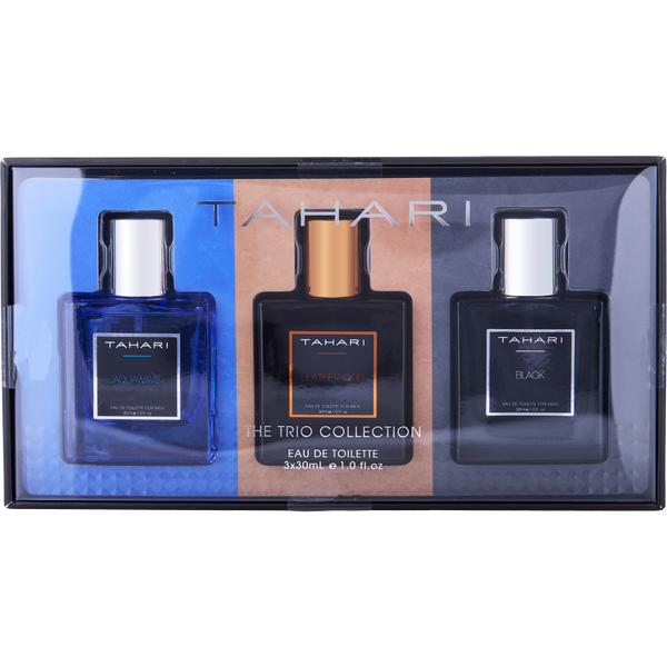 Tahari Parfums Variety by Tahari Parfums, The Trio Collection With Aquawave & Black & Leather Oud And All Are Eau De Toilette Spray 1 oz