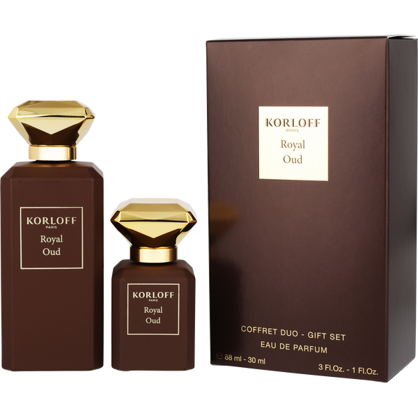 Korloff Royal Oud by Korloff, Eau De Parfum Spray 3 oz & Eau De Parfum Spray 1 oz