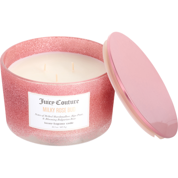 Juicy Couture Milky Rose Bud by Juicy Couture, Glitter Candle 16.5 oz