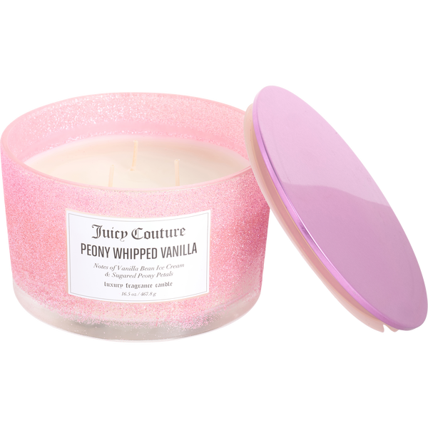 Juicy Couture Peony Whipped Vanilla by Juicy Couture, Glitter Candle 16.5 oz