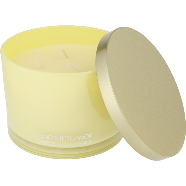 Lovery Lemon Bergamot by Lovery, 3 Wick Scented Soy Candle 13 oz