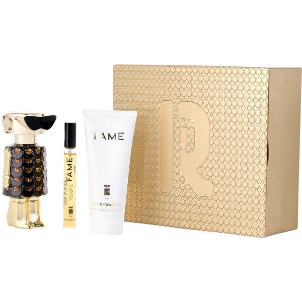 Paco Rabanne Fame by Paco Rabanne, Parfum Spray 2.7 oz & Body Lotion 3.4 oz & Eau De Parfum Spray 0.34 oz Mini, image 1 of 2