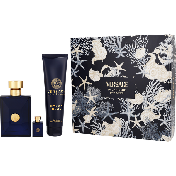 Versace Dylan Blue by Gianni Versace, Eau De Toilette Spray 3.4 oz & Shower Gel 5 oz & Eau De Toilette Spray 0.16 oz Mini, image 1 of 2
